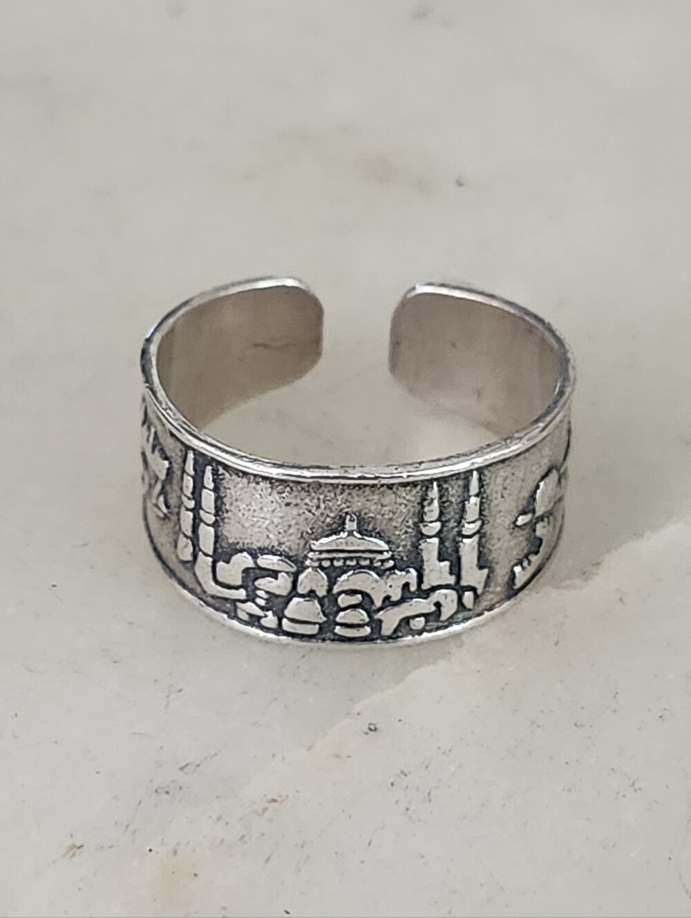 Sterling Silver Cityscape Wide Band Cuff Ring  Istanbul, Turkey - 8.5